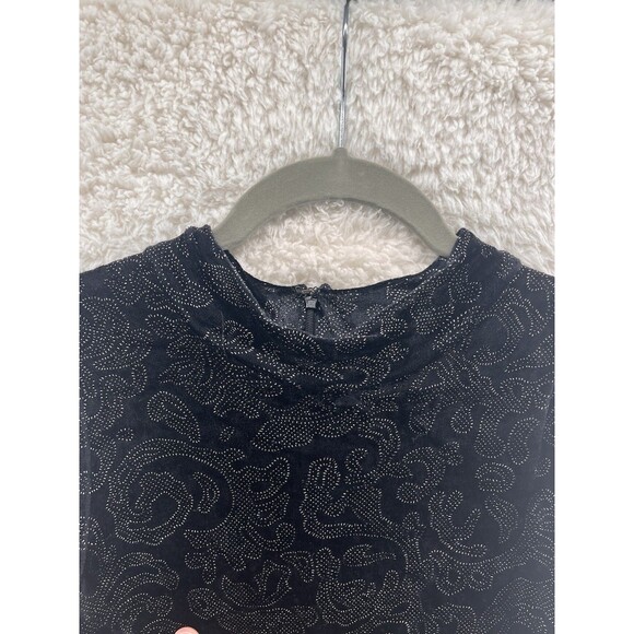 Vintage Black Dress Size 14 Maxi Sleeveless Whimsigoth Elegant Velvet Mock Neck - Picture 7 of 12